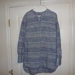 Merona Men's Large Gray/White Long Sleeve Shirt